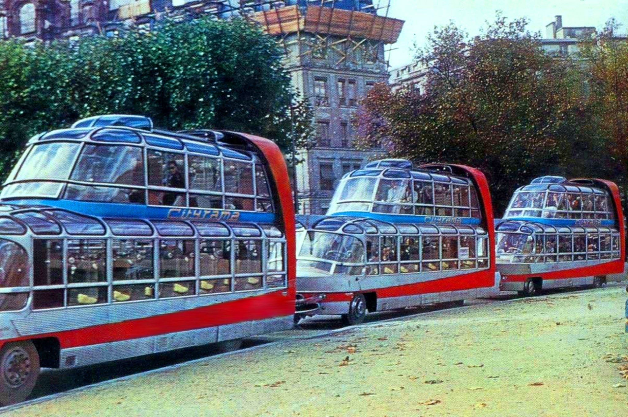 A line of buses