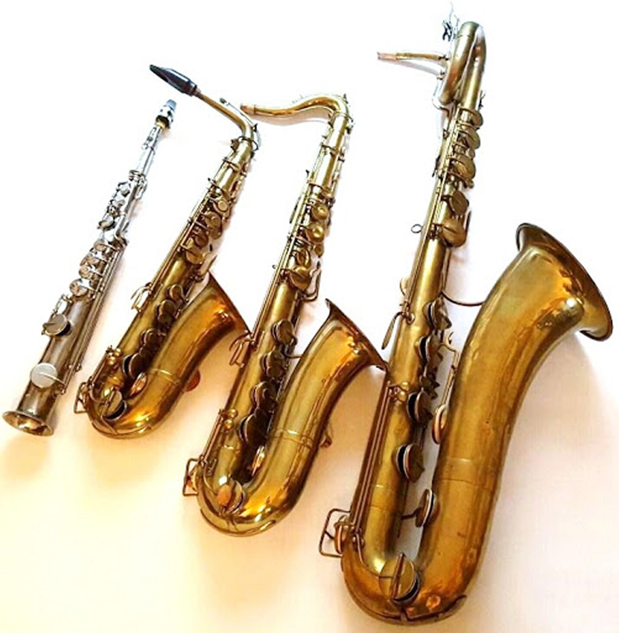 Soprano, Alto, Tenor and Baritone saxophones